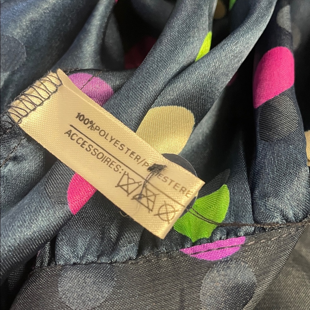 Louis Feraud Navy Pink Green Polka Dot Blouse - Sz M - Picture 5 of 9